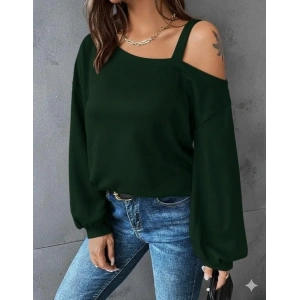 Kadın Uzun Kollu Tek Omuz Askı Detay Salaş Viskon Iki Iplik Bluz