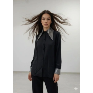 Kadın Uzun Kollu Yaka Ve Manşet Detay Gömlek