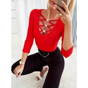 Kadın Uzun Kollu Yakadan çapraz Detaylı Kaşkorse Bluz