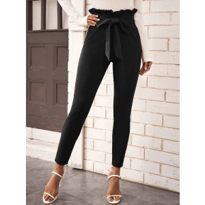 Kadın Yüksek Bel Beli Fırfırlı önden Bağlamalı Ithal Krep Pantolon