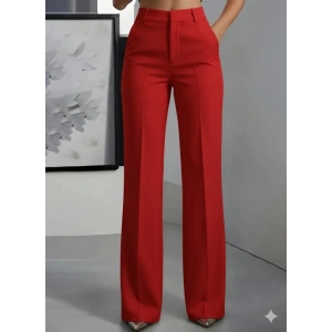 Kadın Yüksek Bel Cepli Ithal Krep Pantolon