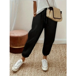 Kadın Yüksek Bel Lastikli Belde Bağcık Detaylı Aerobin Pantolon