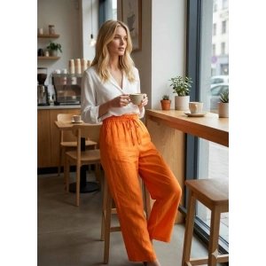 Kadın Yüksek Bel Modal Kumaş Beli Lastik Detay Pantolon