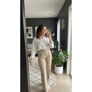 Kadın Yüksek Bel Pileli Palazzo Pantolon