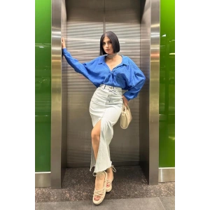 Kar Yıkama Yırtmaçlı Kot Etek