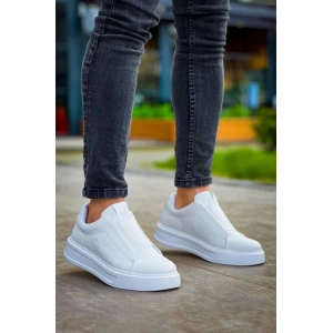 KB-007  Kuback  Beyaz Yüksek Taban Tek Bant Bağcıksız Günlük Erkek Ayakkabı