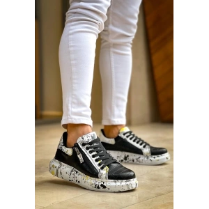 KB-02  Kuback Bağcıklı Crocodile Siyah Sarı Günlük Erkek Ayakkabı