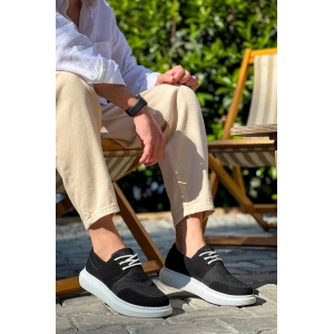 KB-042  Kuback Bağcıklı  Siyah Deri Tozu Beyaz Taban Günlük Erkek Ayakkabı