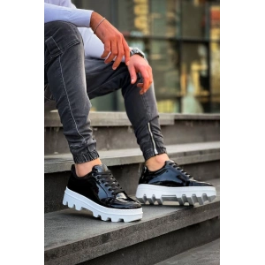 KB-056 Kuback Siyah Rugan Beyaz Yüksek Taban Günlük Spor Ayakkabı