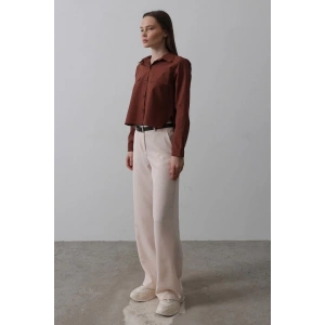 Kemerli Palazzo Pantolon - Pudra