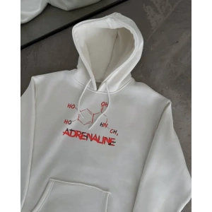 Kışlık Uzun Kol Kapüşonlu SweatShirt - Beyaz