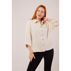 Kol Katlama Detaylı Bej Gömlek