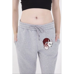 Lastikli Baskılı Eşofman Pantolon - Gri