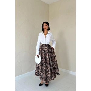 Leopar Leopar Büzgülü Uzun Etek