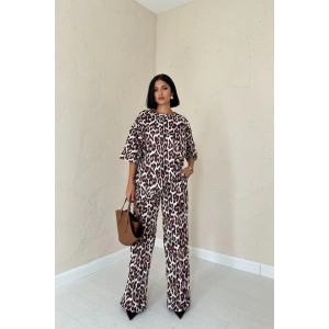 Leopar T-Shirt Ve Pantolon Takım