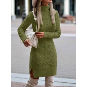 Loren Yünlü Motifli Midi Boy Triko Elbise