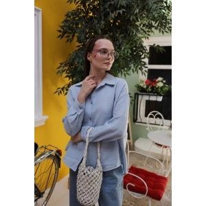 Müslin Uzun Kol Gömlek - Bebe Mavisi