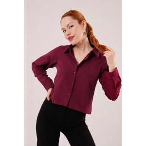 Ön Dikiş Detaylı Bordo Gömlek