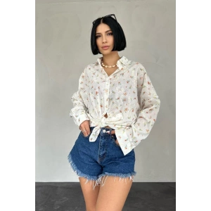 Oranj Brode Çiçek Nakışlı Klasik Gömlek