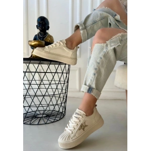 Piata Bej Cilt Bej Tabanlı Bağcıklı Spor Ayakkabı