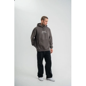 POLIZEI Premium Kalite Kapşonlu Dijital Patchli SweatShirt - Füme