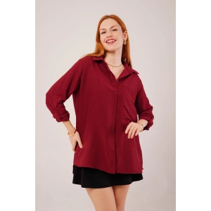 Salaş Kesim Cepli Bordo Gömlek
