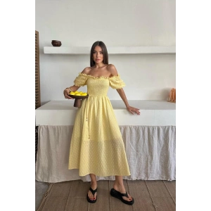 Sarı Gipeli Brode Elbise
