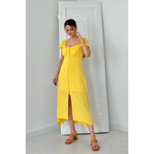 Sarı Prenses Yaka Elbise