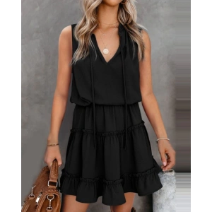 Sıfır Kol V Yaka Ipek Aerobin Elbise