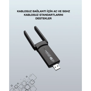 Tak-Çalıştır Özellikli Çift Bant WiFi Adaptör – 1200 Mbps