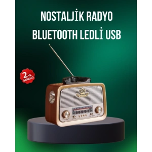 Taşınabilir Nostalji Radyo Bluetooth USB AUX Girişli