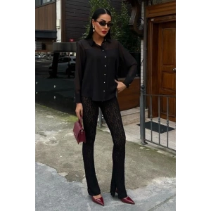 Transparan Detaylı Dökümlü Gömlek 3427