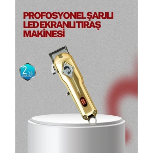 Type-C Şarjlı LCD Ekranlı Profesyonel Saç Sakal Tıraş Makinesi