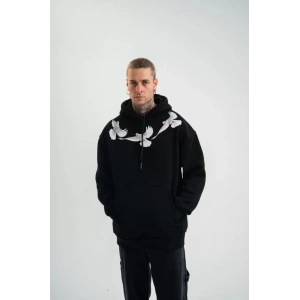 Unisex Uzun Kol Bisiklet Yaka Yıkamalı SweatShirt - Siyah