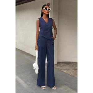 Yeleği Çapraz Detay Düğmeli Cepli Yelekli Takım 10150