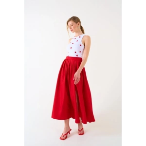 Yırtmaçlı Etek - Kırmızı