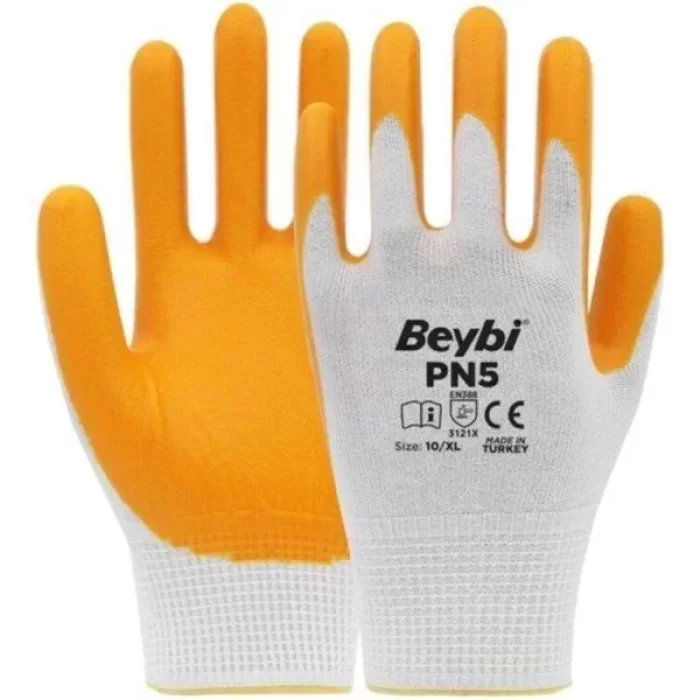 Beybi Pn5 Nitril Pamuklu Işçi Eldiveni Avuç Içi Aşınmaya Karşı Uzun Süre Dayanıklı Kalın 1 Çift