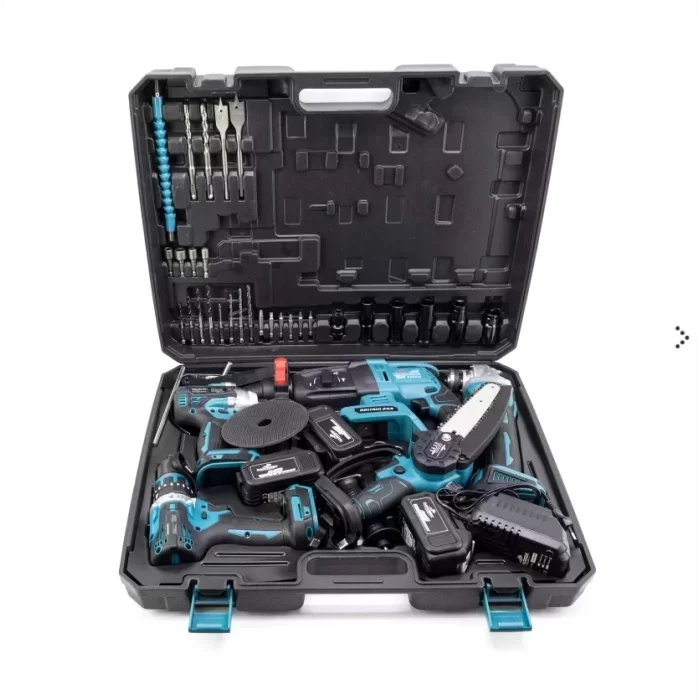 Chelıkbeı Akülü 5-Li Set Darbeli Vidalama & Torklu & Taşlama & Hilti & Zincirli Testere 3x5Ah