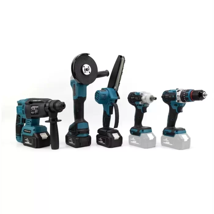 Chelıkbeı Akülü 5-Li Set Darbeli Vidalama & Torklu & Taşlama & Hilti & Zincirli Testere 3x5Ah