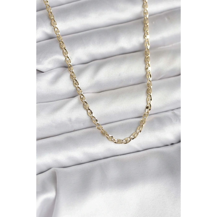 14K Gold Renk Kaplama Ezme Plaka Model CM Kadın Kolye