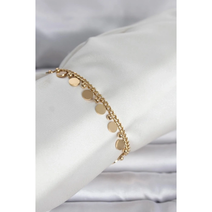 316L Çelik Gold Renk Pullu Model Kadın Bileklik