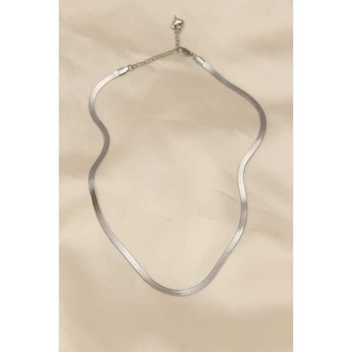 316L Çelik Silver Renk 45 cm İtalyan Zincir Model Kadın Kolye