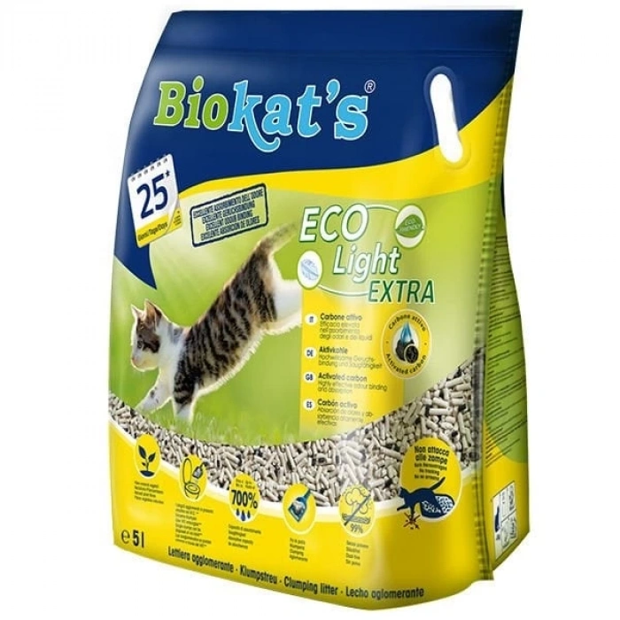 Biokats Eco Light Extra Pelet Aktif Karbonlu Kedi Kumu 1 Adet 5 Lt