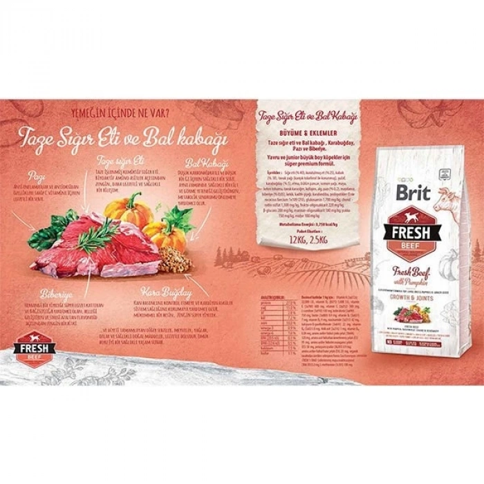 Brit Fresh Sığır Etli ve Balkabaklı Yavru Köpek Maması 12 Kg