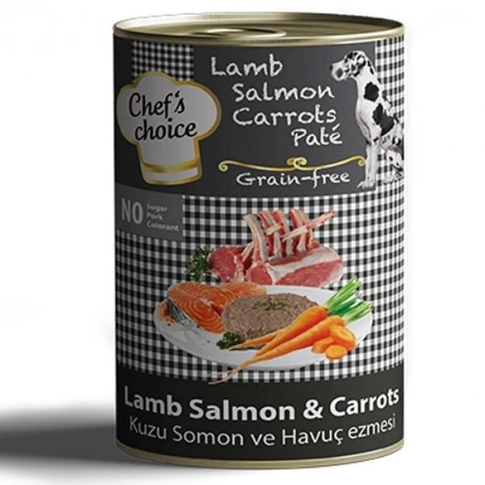 Chefs Choice Kıyılmış Kuzu Etli ve Somonlu Yetişkin Köpek Konservesi 1 Adet 400 Gr