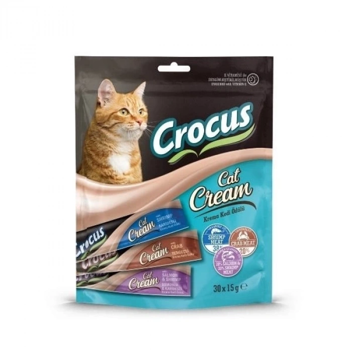 Crocus Karışık Lezzet Somon Karides ve Yengeç Sıvı Kedi Ödül Maması 1 Adet 30x15 Gr