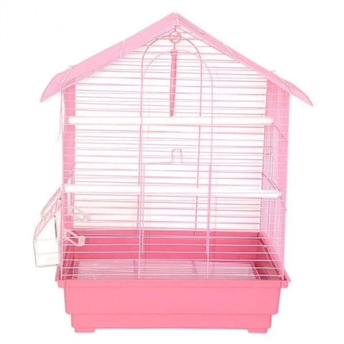 Dayang İki Kapılı Çatılı Muhabbet Kuşu Kafesi Renkli 35x28x46 Cm