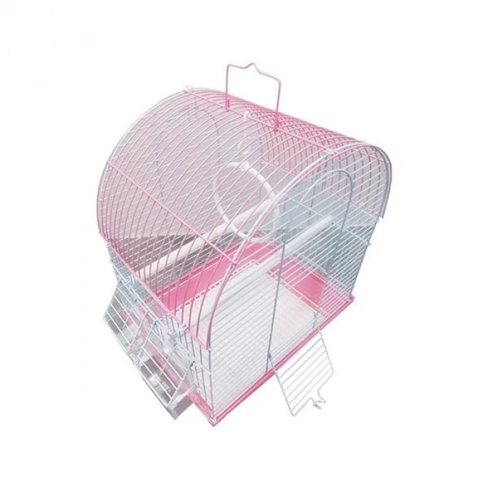 Dayang İki Kapılı Davul Muhabbet Kuş Kafesi Pembe 30x23x40 Cm