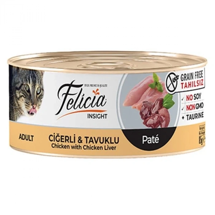 Felicia Tahılsız Ciğerli Tavuklu Kıyılmış Yetişkin Konserve Kedi Maması 1 Adet 85 Gr