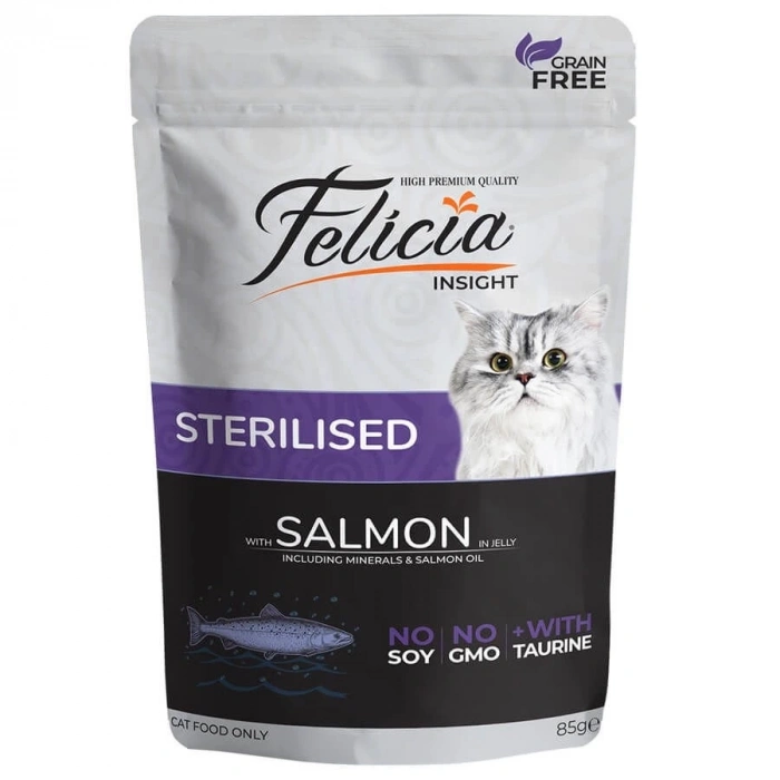 Felicia Tahılsız Somonlu Pouch Kısırlaştırılmış Konserve Kedi Maması 1 Adet 85 Gr